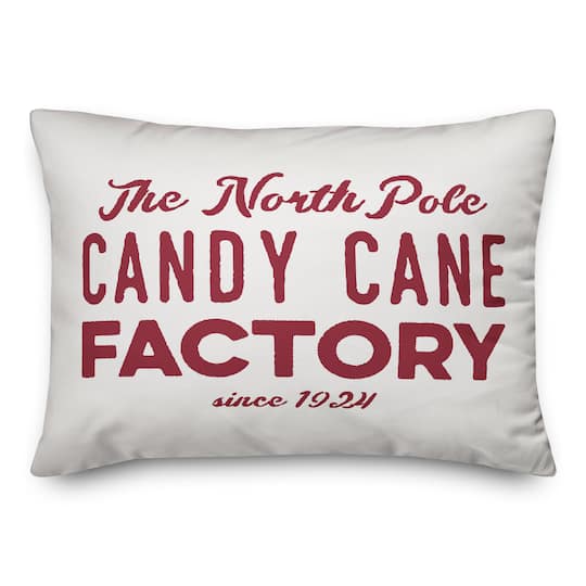 Designs Direct The North Pole Candy Cane Factory 14x20 Throw Pillow